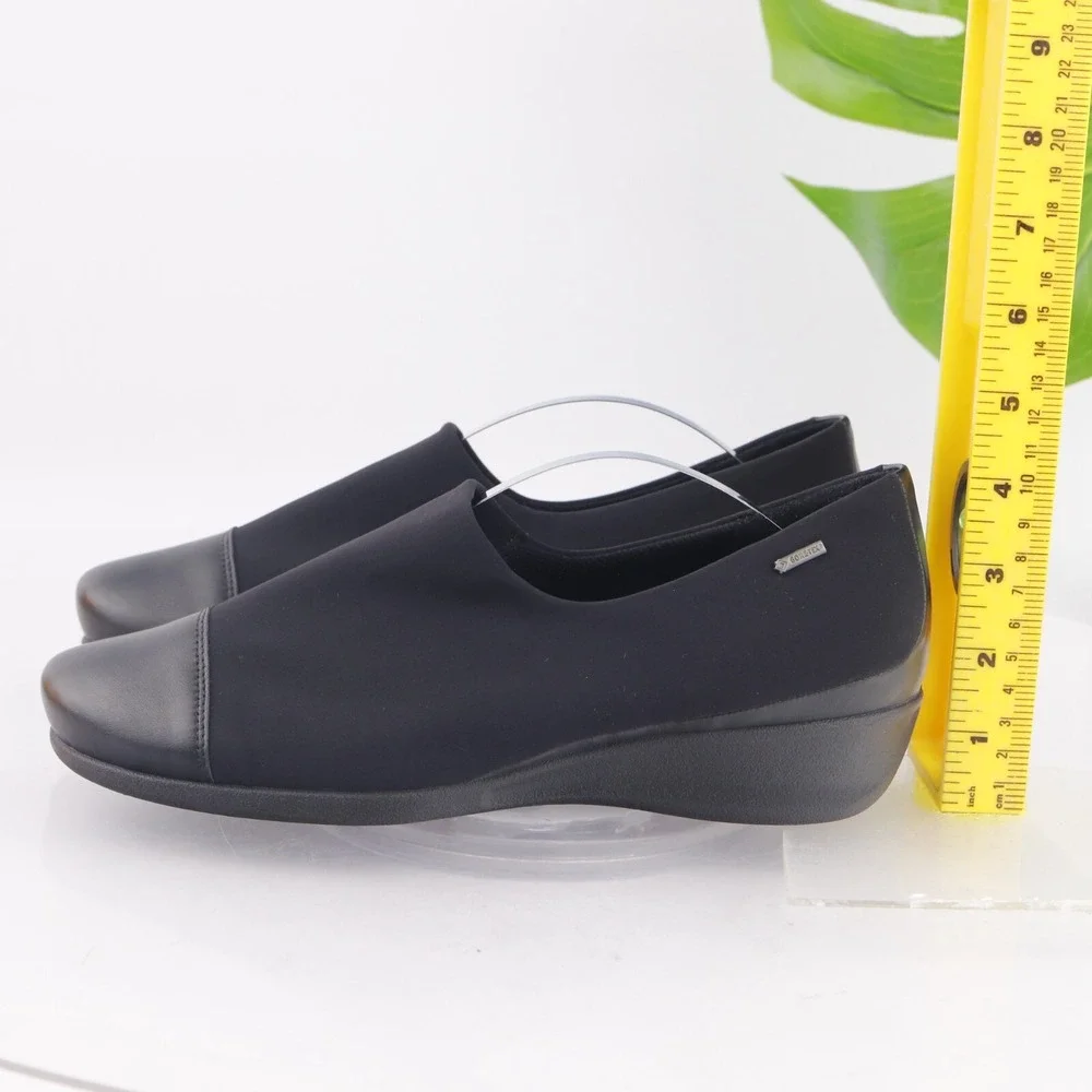 Ecco Womens Rise GTX Loafers Size 39 8 Waterproof Black Low Wedge GoreTex Shoes
